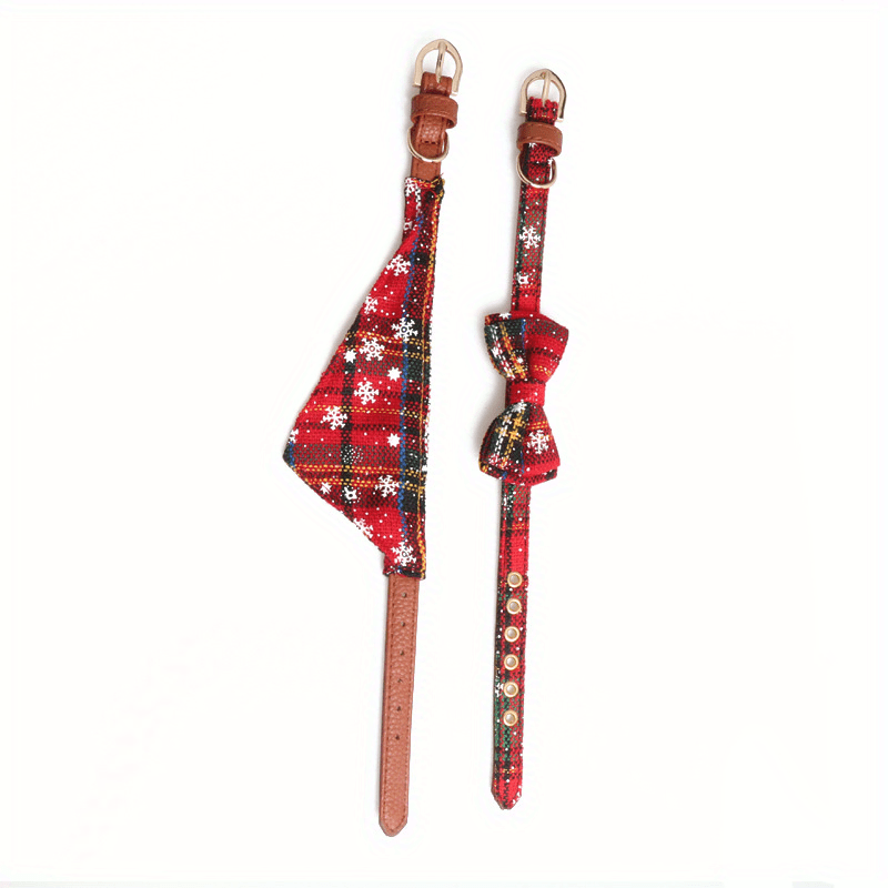 Christmas Plaid Pet Collar and Bandana Set for Festive Fun