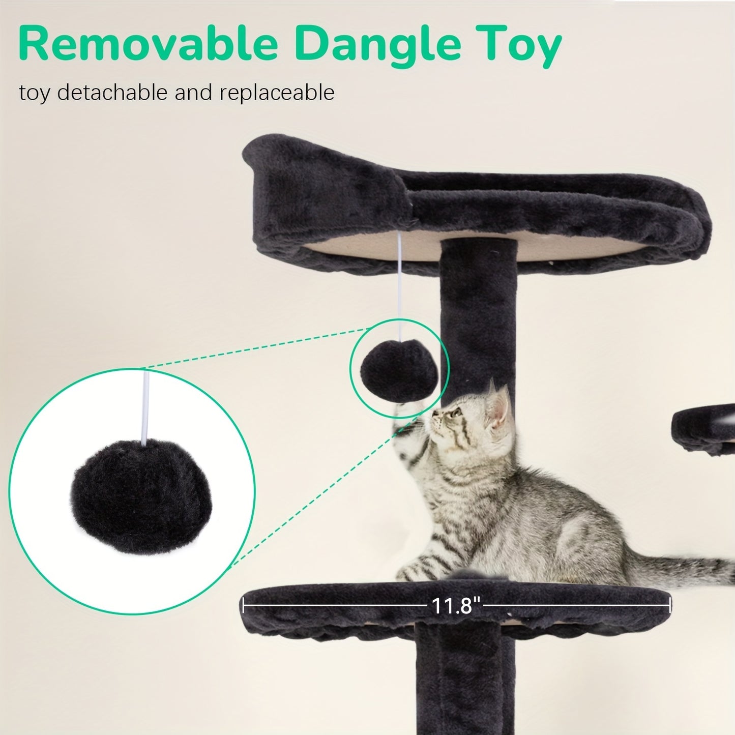 Multi-Level Cat Tree Tower 54/70 Durable Plywood Space Saving