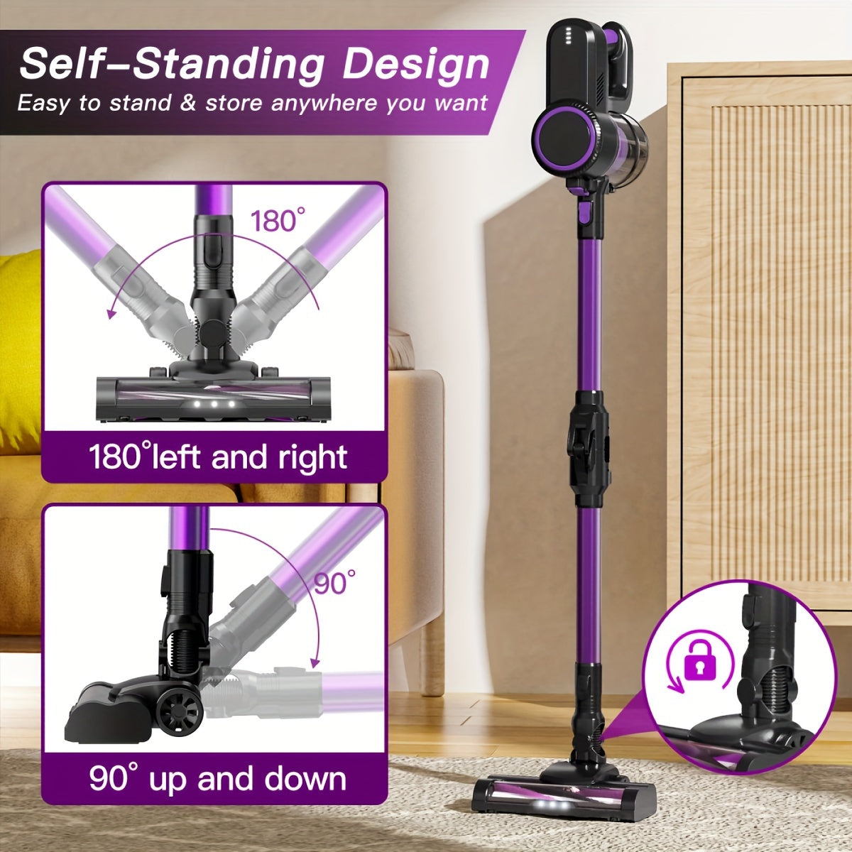 Cordless Vacuum Cleaner With LED Lights And Foldable Tube
