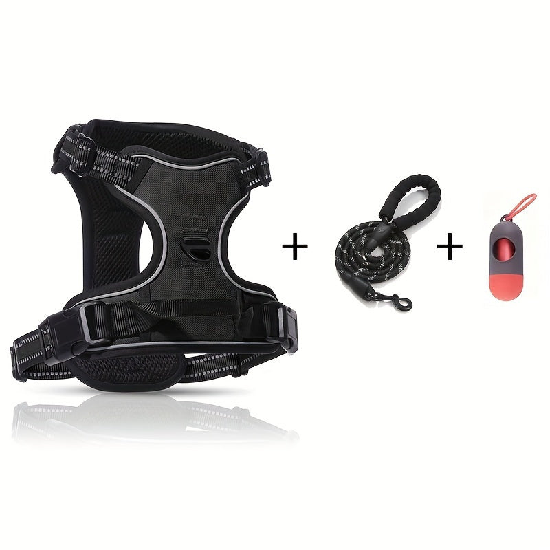 No Pull Dog Harness Set with Reflective Strips and Leash
