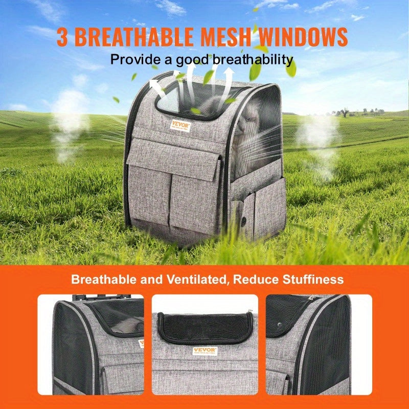 VEVOR Rolling Pet Carrier Backpack for Travel with Removable Wheels