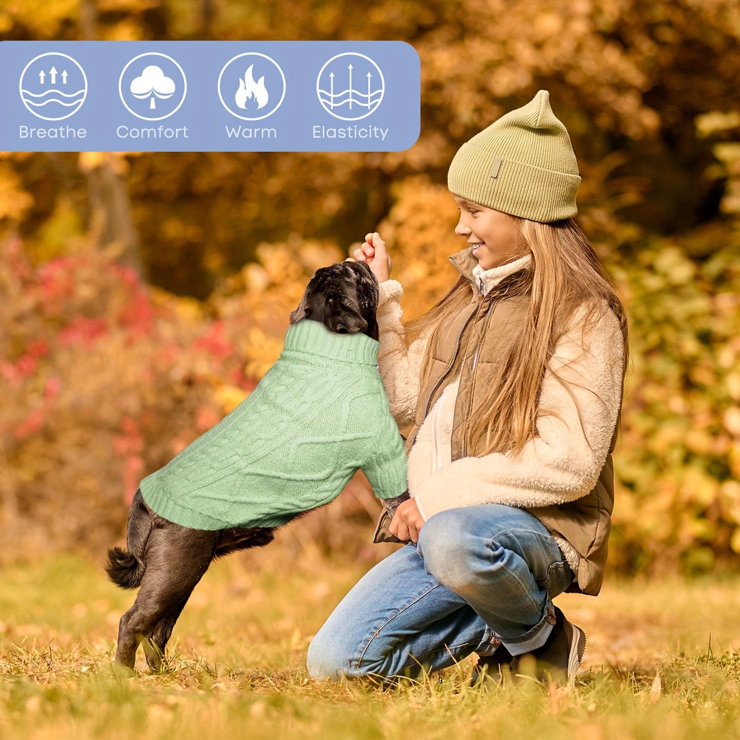 Cozy Turtleneck Dog Sweater for Small and Medium Breeds