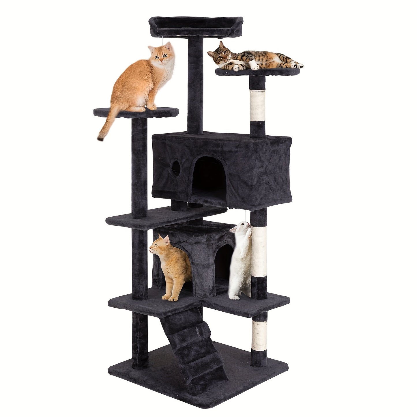 Multi-Level Cat Tree Tower 54/70 Durable Plywood Space Saving