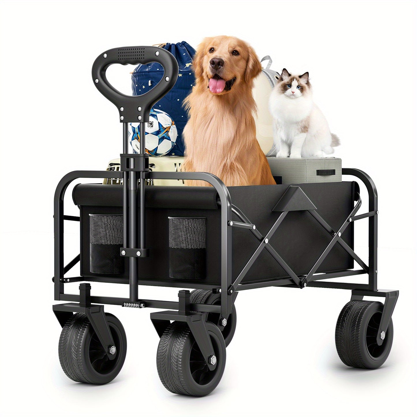 Foldable Pet Travel Trolley with All-Terrain Wheels 680LBS