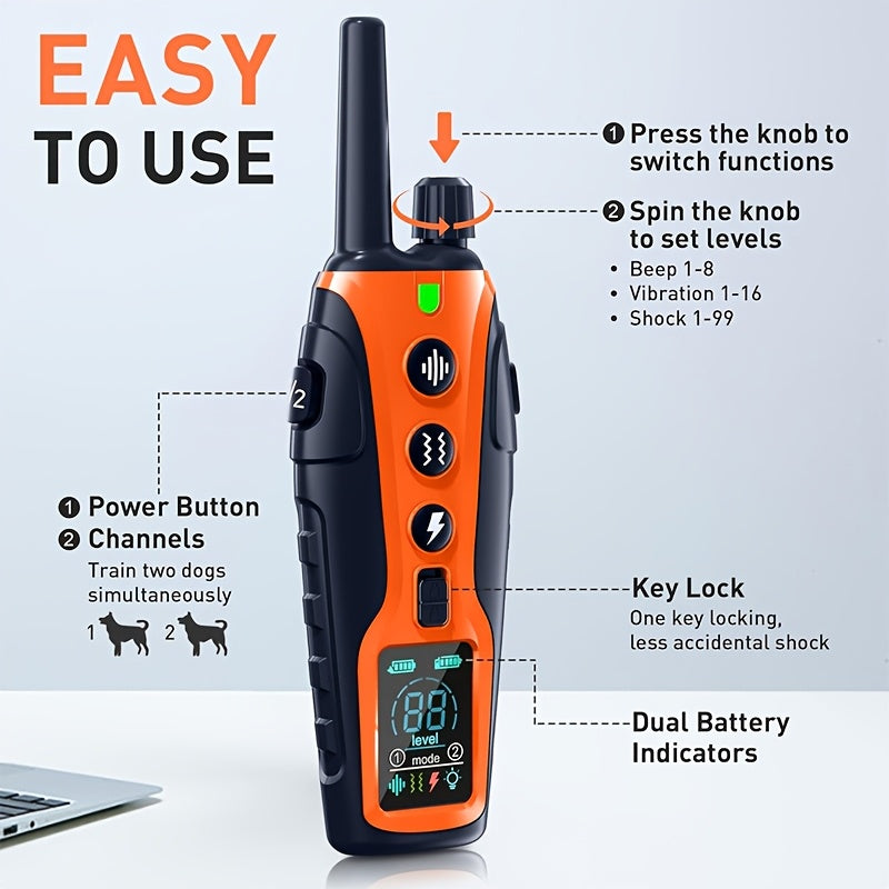 Dog Shock Collar 2 Dogs 15-150lbs Waterproof With Flashing Light