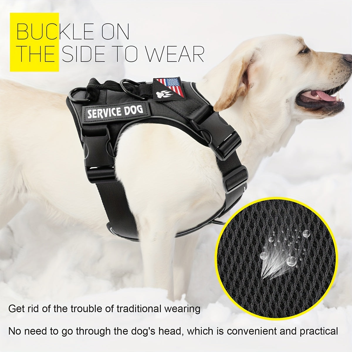Adjustable Dog Harness Set With Patches Leash And Accessories