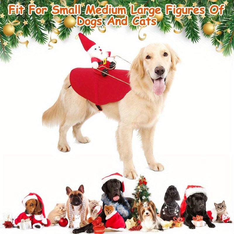Santa Claus Sleigh Costume for Pets Perfect for Holiday Fun