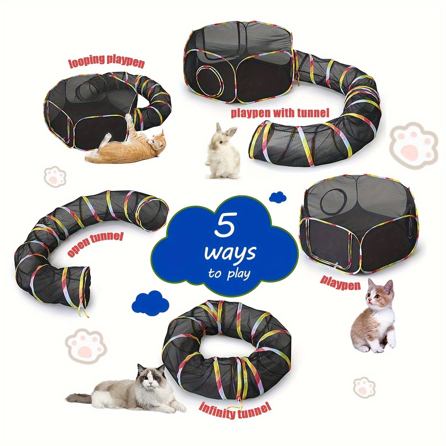 47-Inch Collapsible Cat Playpen Wndy's Dream 5-in-1 Combo
