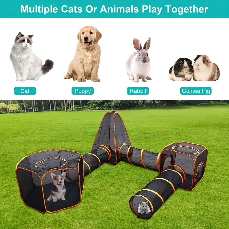 Portable Cat Enclosure 6-in-1 Outdoor Tent Mesh Playpen
