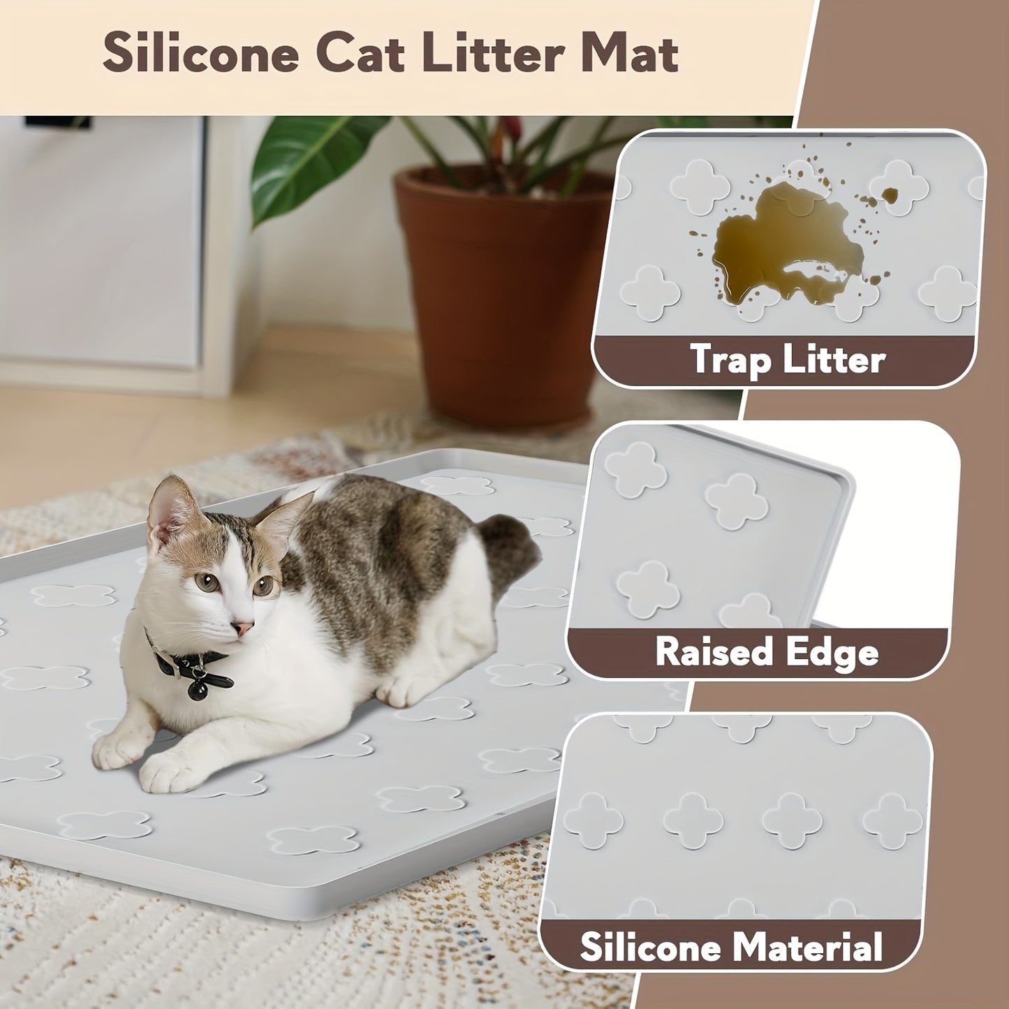 Silicone Cat Mat 3-in-1 Washable Non-Slip XXL Food Mat