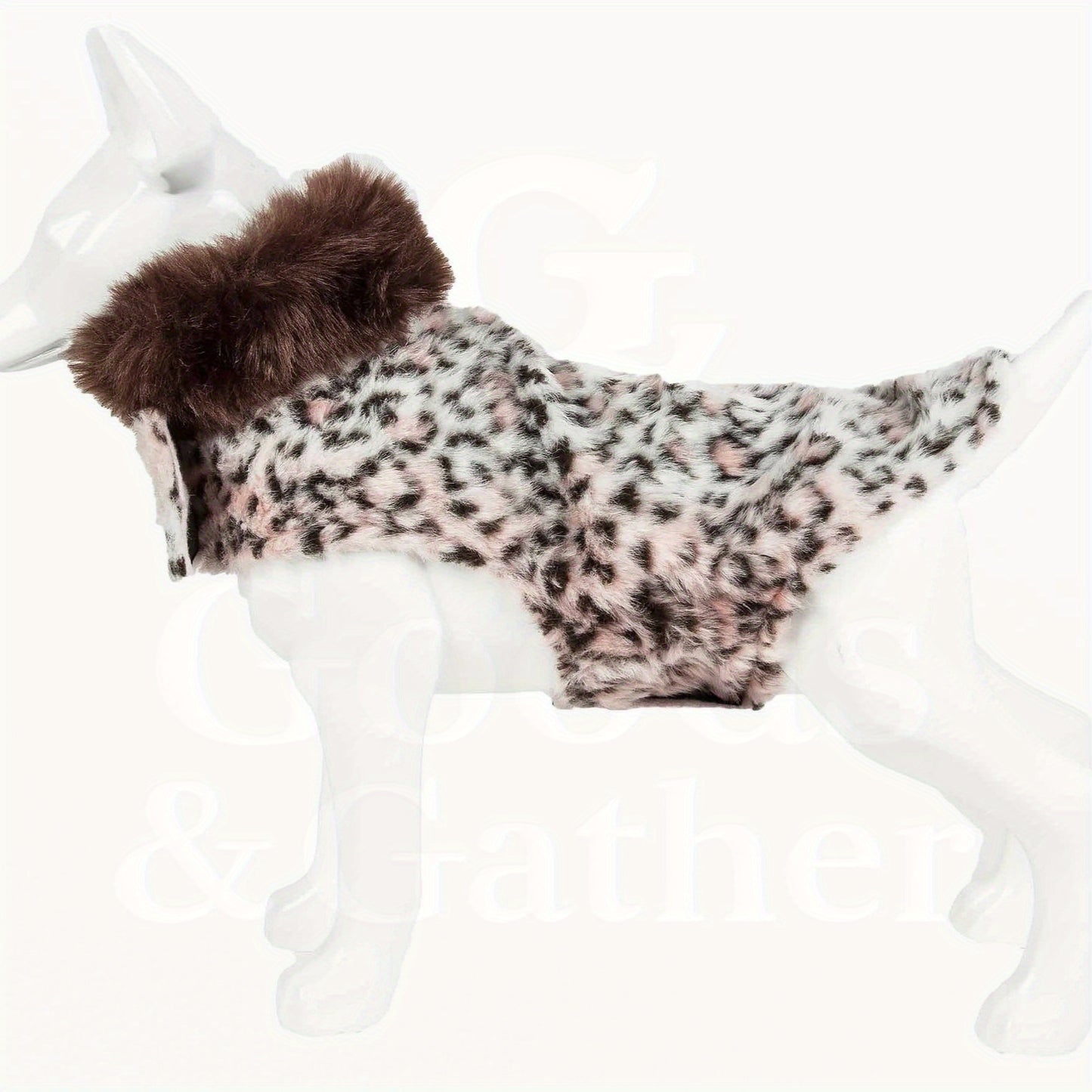 Trendy Cheetah Pattern Mink Dog Coat with Faux-Fur Collar