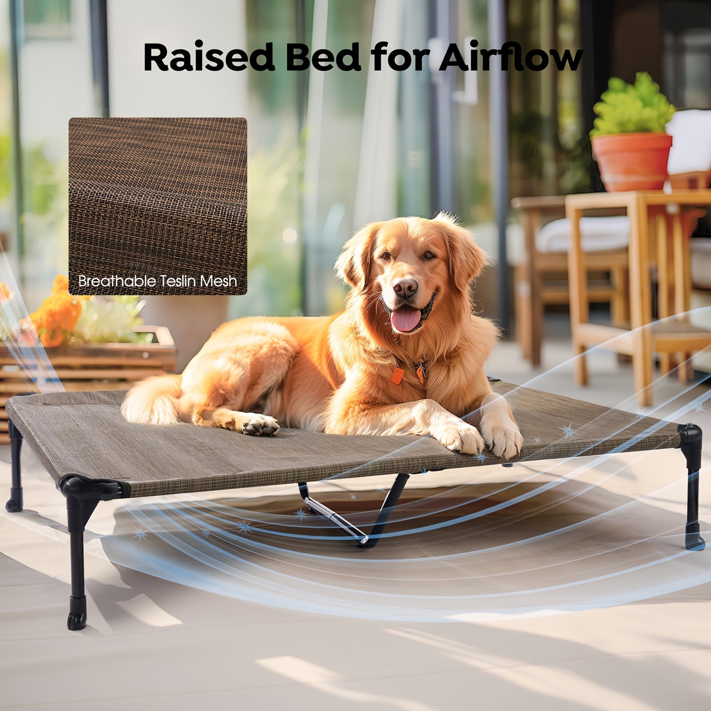 Veehoo Cooling Elevated Dog Bed with Removable Pillow-Top Mat