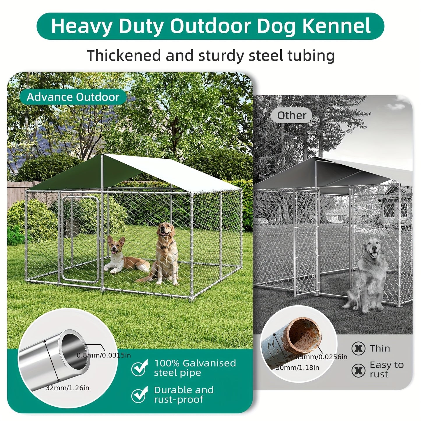 Heavy Duty Outdoor Dog Kennel With Waterproof Cover and Lock