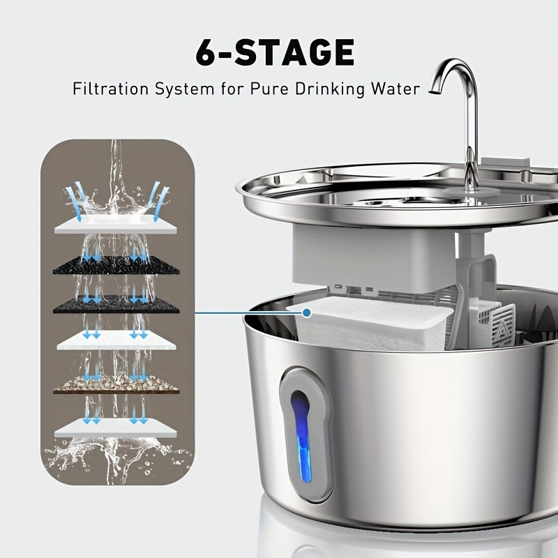 Stainless Steel Cat Water Fountain 135oz Automatic Pet Dispenser