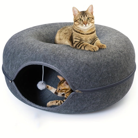Cat Tunnel Bed And Indoor Cat Hideout Donut Cave 20-24 Inch