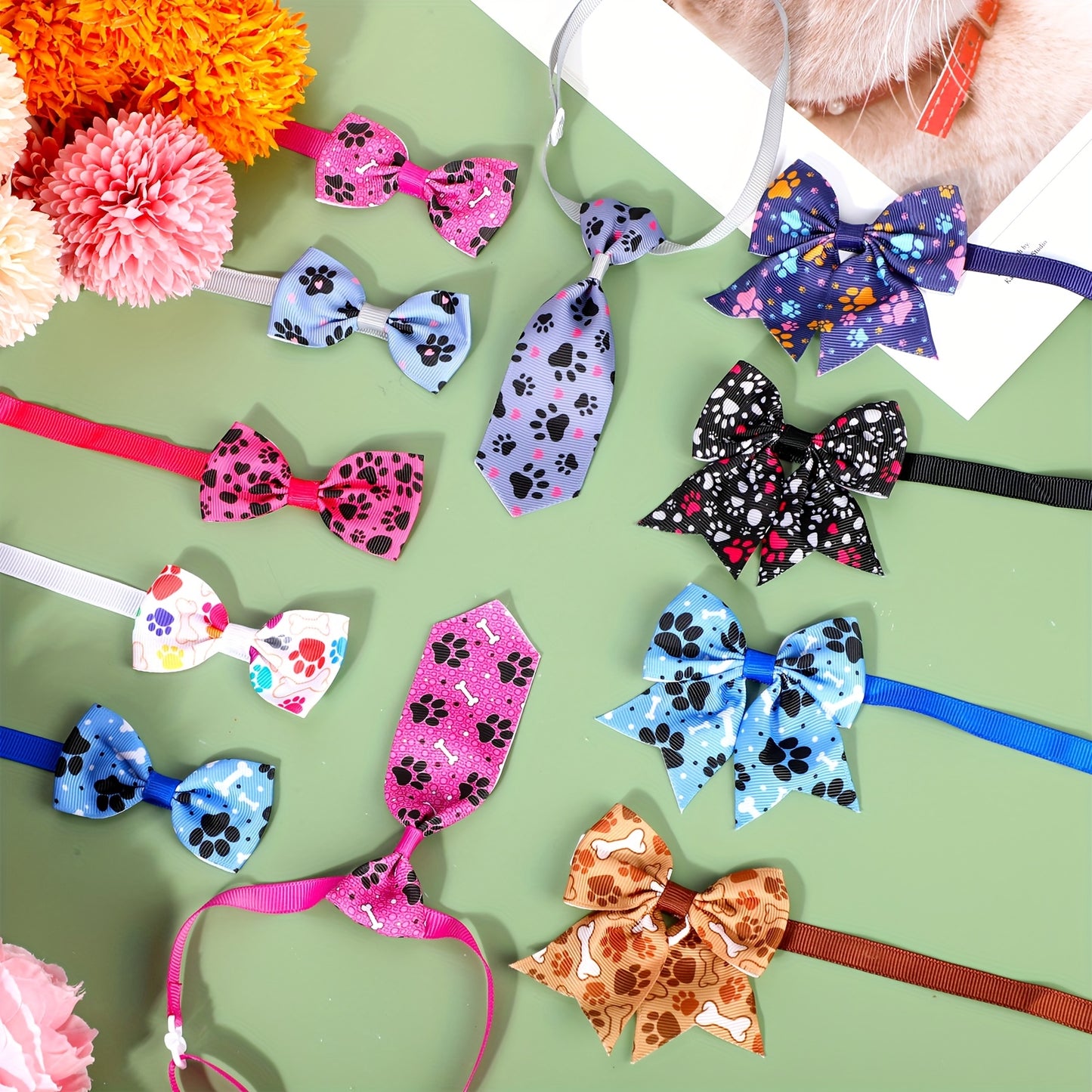 100pcs Dog Bow Tie Collar Set Adjustable Pet Accessories