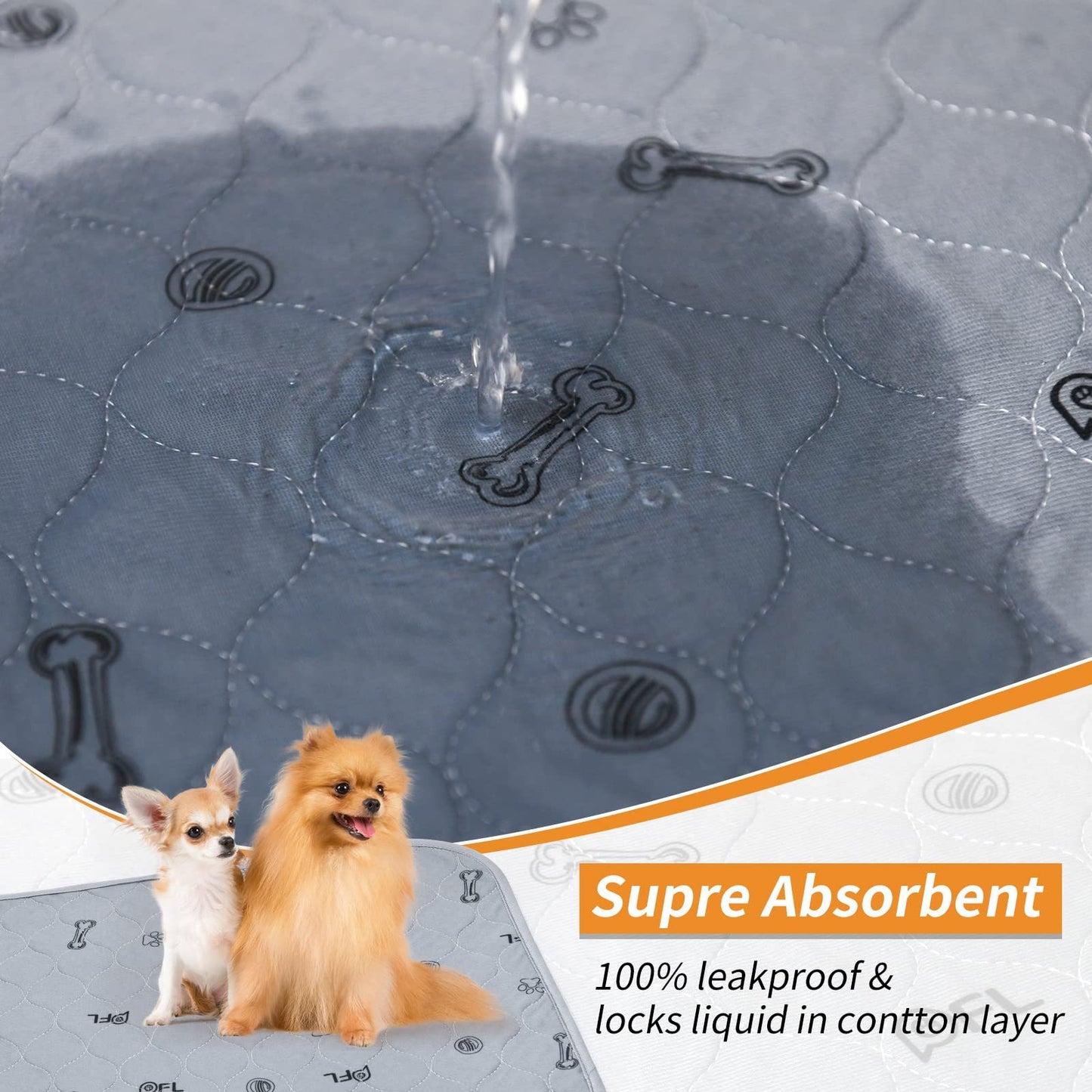 Absorbent Reusable Pee Pads for Dogs - Non-Slip Waterproof