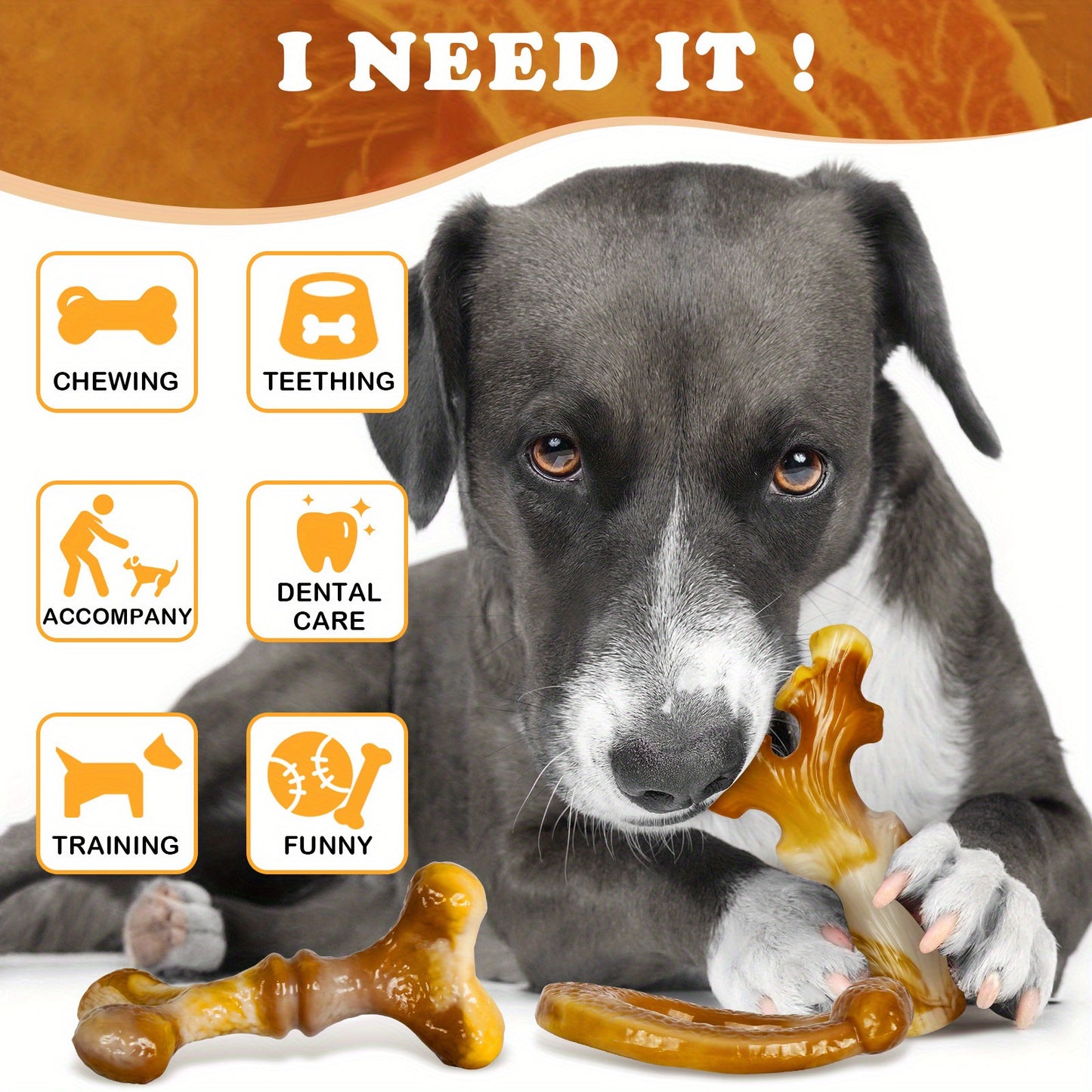 Apasiri Indestructible Bacon Flavored Dog Chew Toys Pack