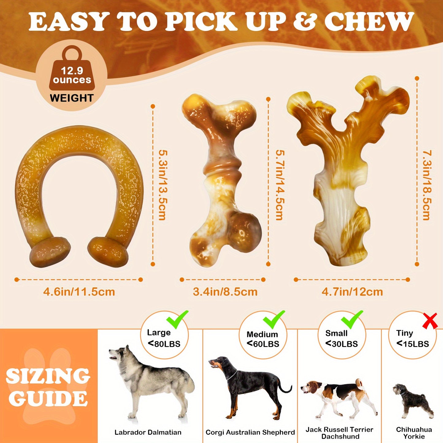 Apasiri Indestructible Bacon Flavored Dog Chew Toys Pack