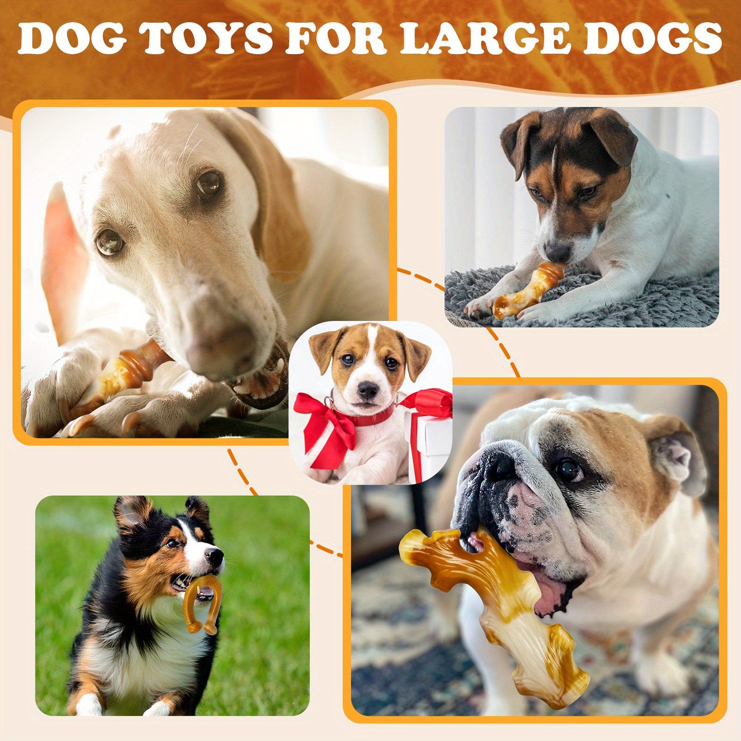Apasiri Indestructible Bacon Flavored Dog Chew Toys Pack