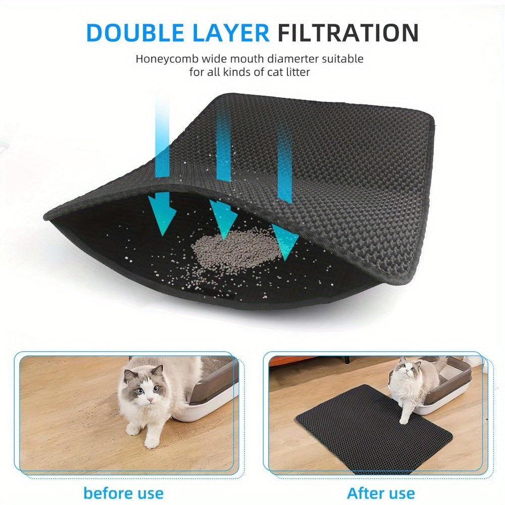 2 Pack Cat Litter Mat Litter Trapping Mat Black 25 x 18