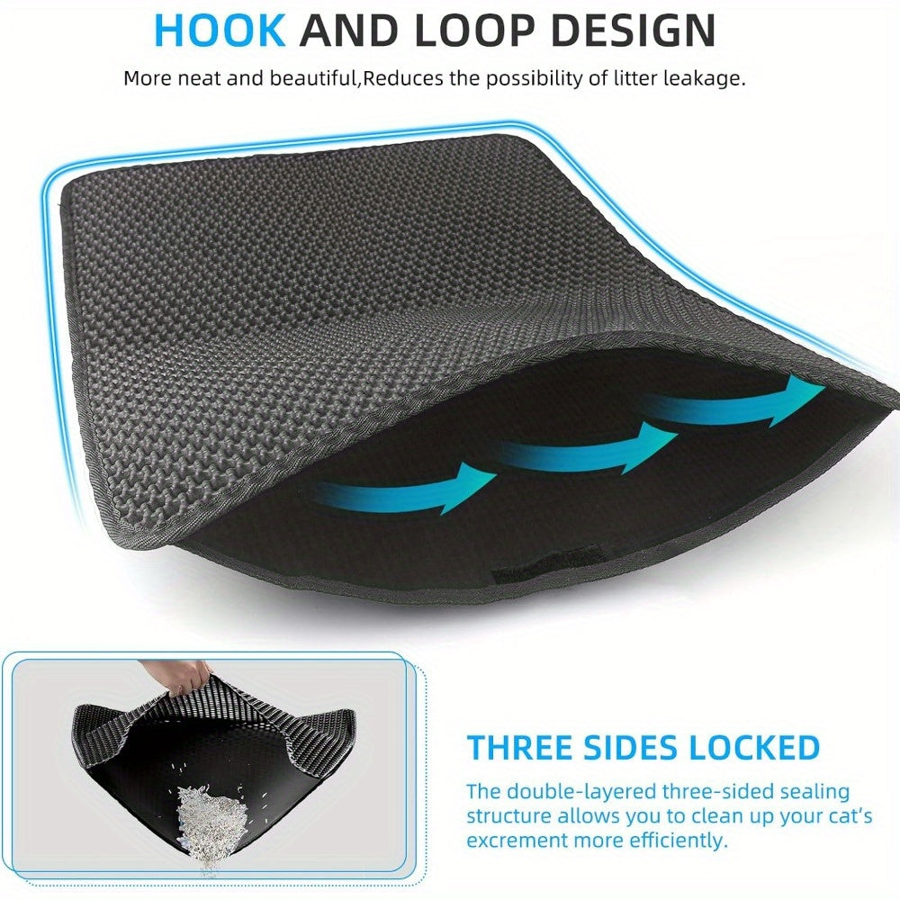 2 Pack Cat Litter Mat Litter Trapping Mat Black 25 x 18