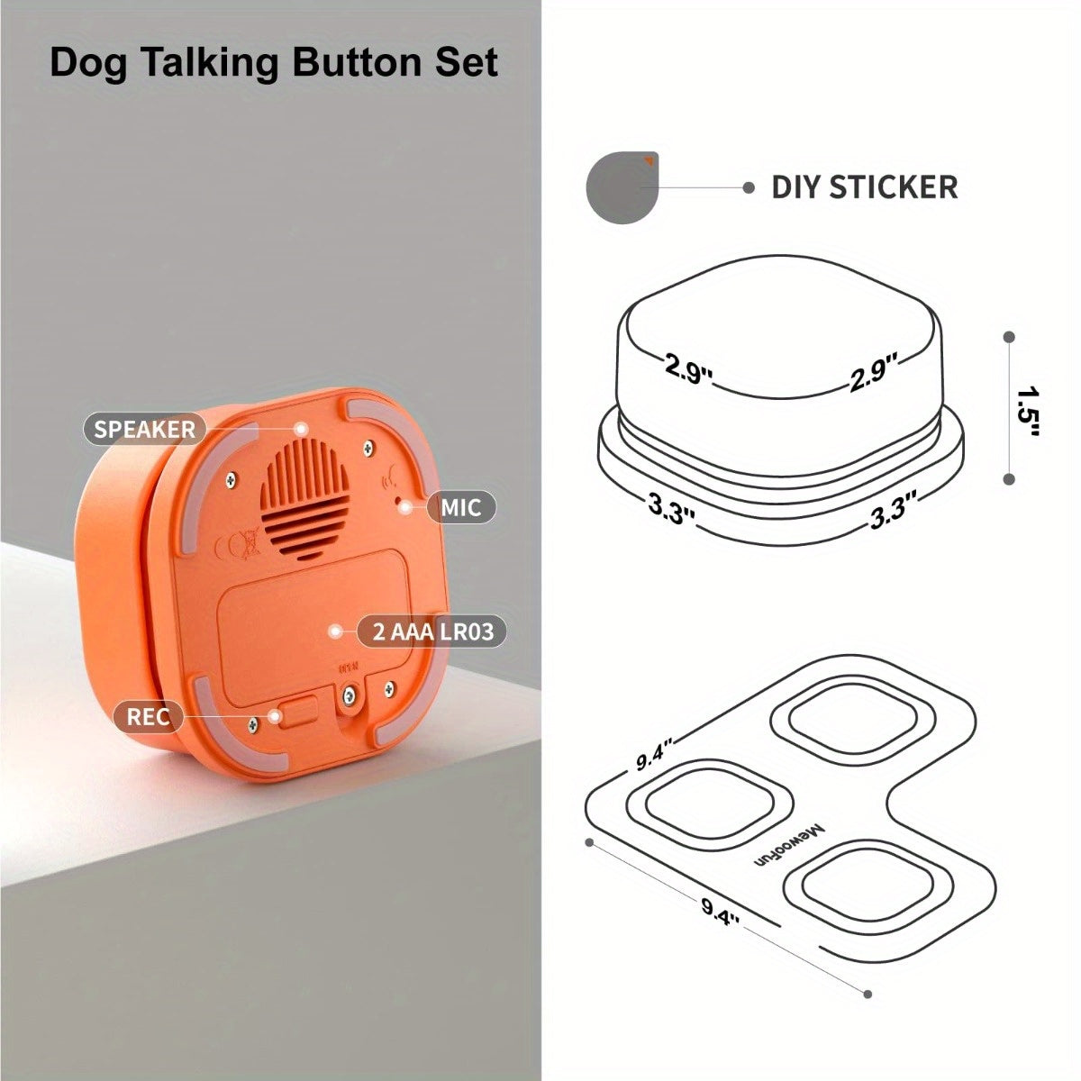 MEWOOFUN Dog Buttons for Communication Starter Pack 9pcs