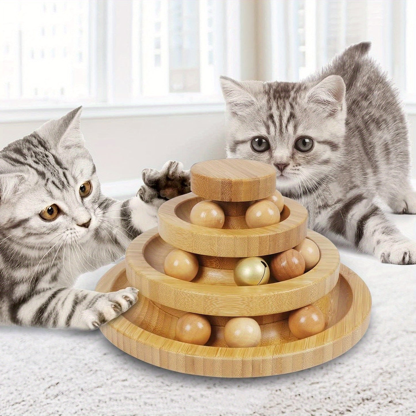 Interactive Cat And Dog Carousel Track Toy With Detachable Balls