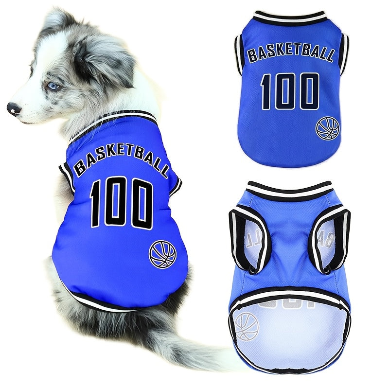 Cute Dog Basketball Vest Shirt Set for Summer Fun