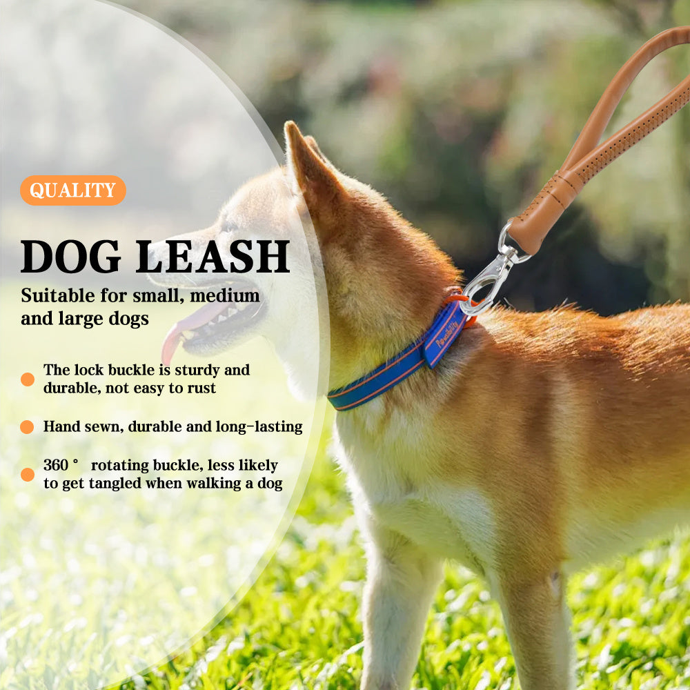 Vivicreate Short Leather Dog Leash for Large Medium Dogs