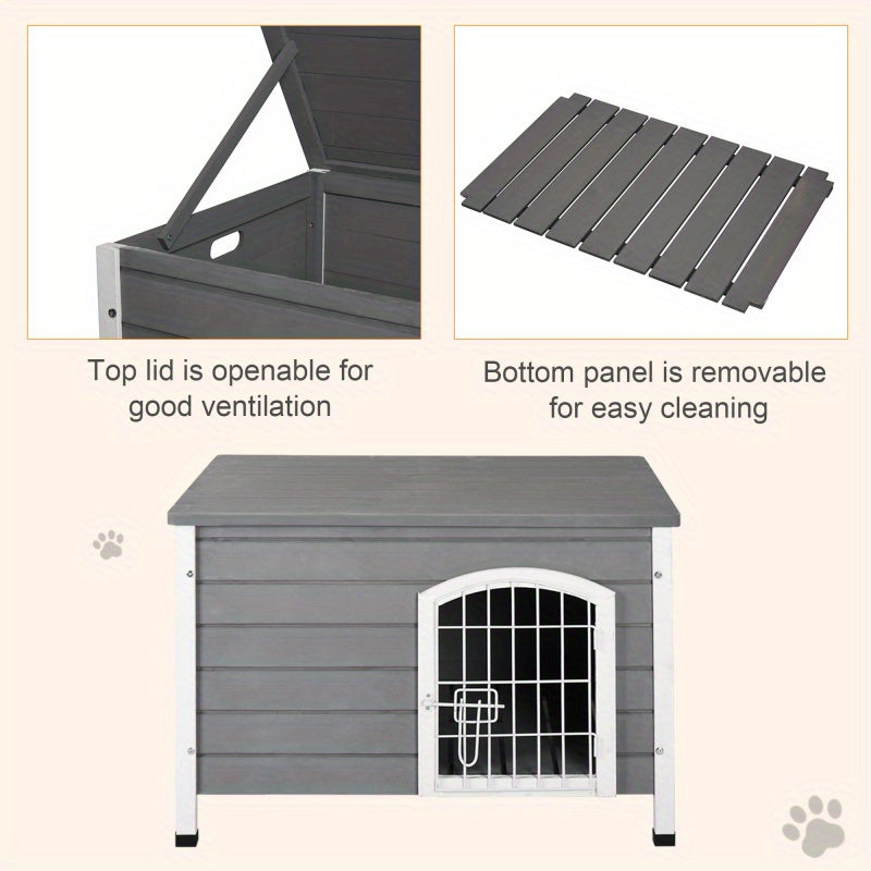Wooden Dog Kennel with Wire Door for Outdoor Use