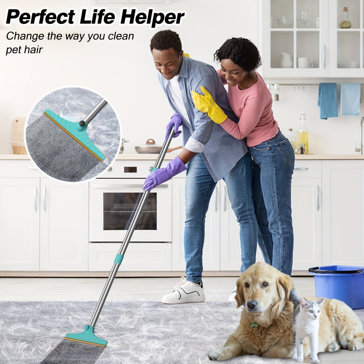 Pet Hair Brush Adjustable Removal Brush for Carpets