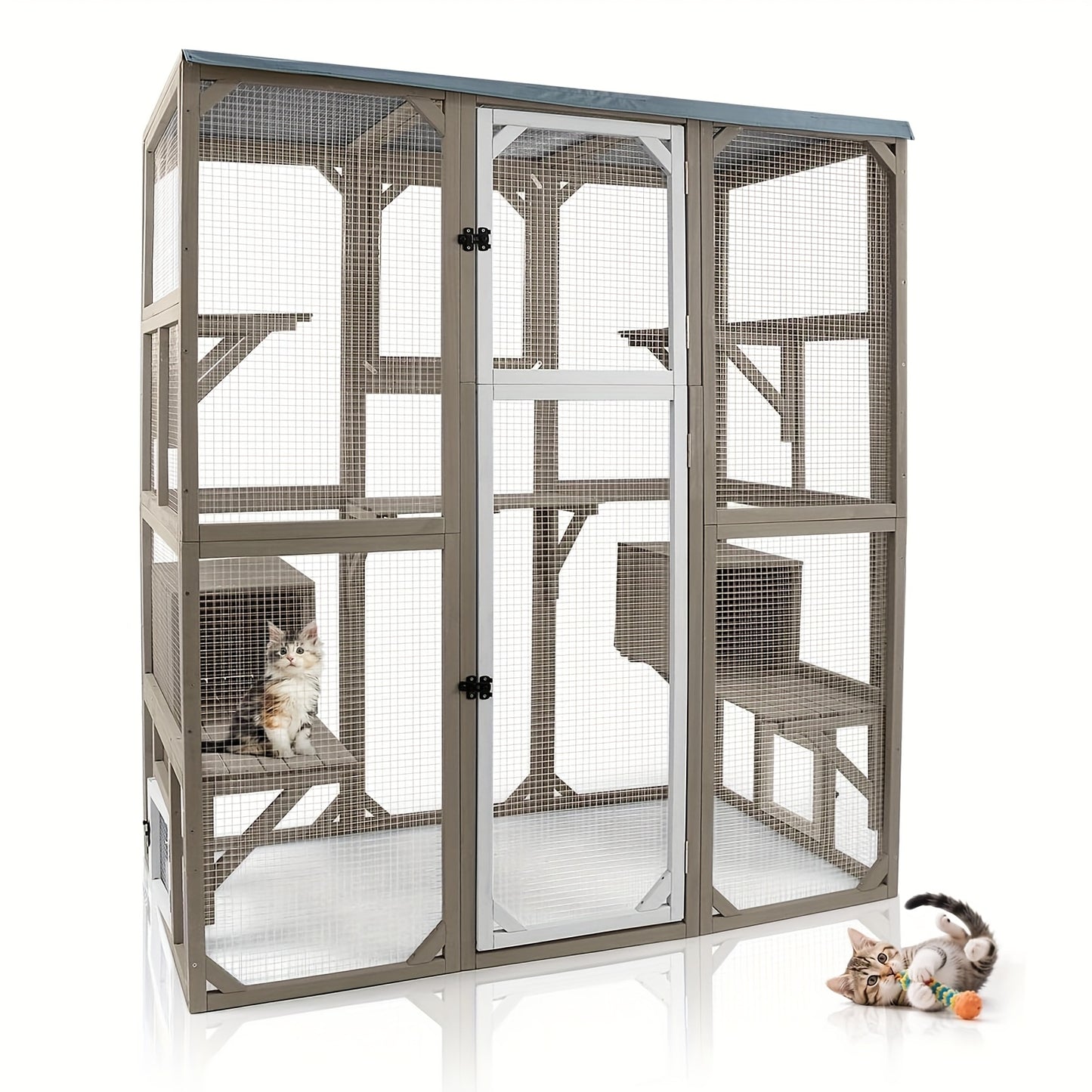 Large Outdoor Cat Catio Enclosure With Multiple Access Points
