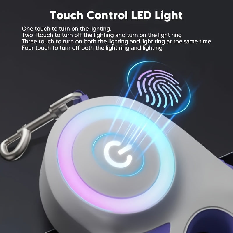 Retractable Dog Leash With RGB Lights For Night Walks