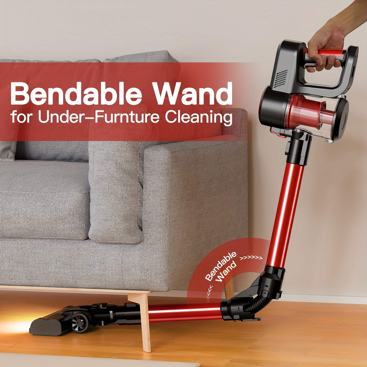 Cordless Vacuum Cleaner With LED Lights And Foldable Tube