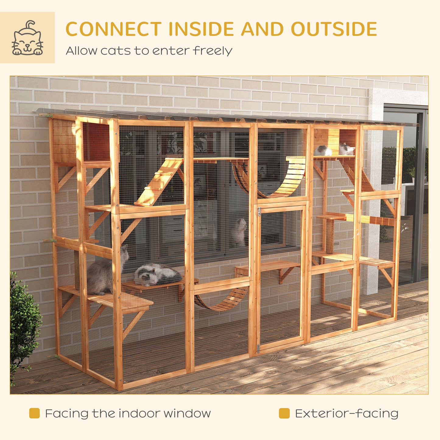 Outdoor Cat Catio Playground with Weather Protection and Shelves