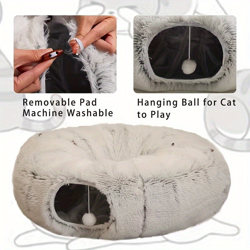 Cat Nest Pet Cat Tunnel Plush Warm Foldable Detachable Washable Multi-Functional Splicing Cat Channel