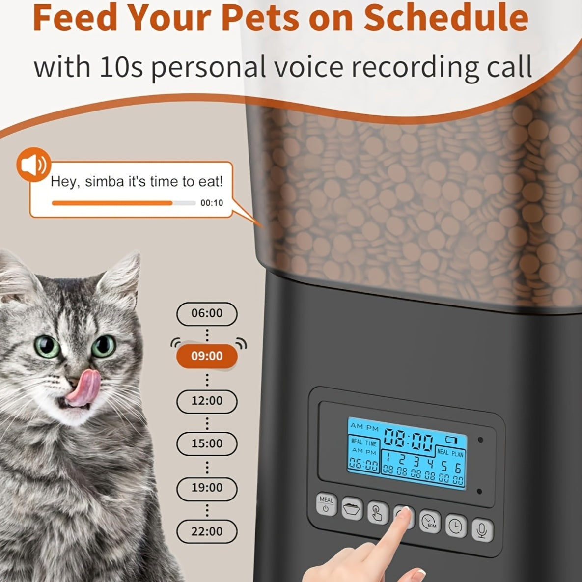 Automatic Cat Feeder With Double Bowls For Two Cats