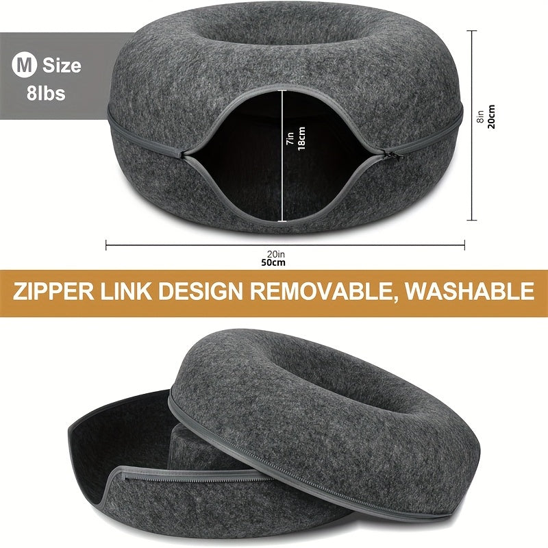 Cat Tunnel Bed And Indoor Cat Hideout Donut Cave 20-24 Inch