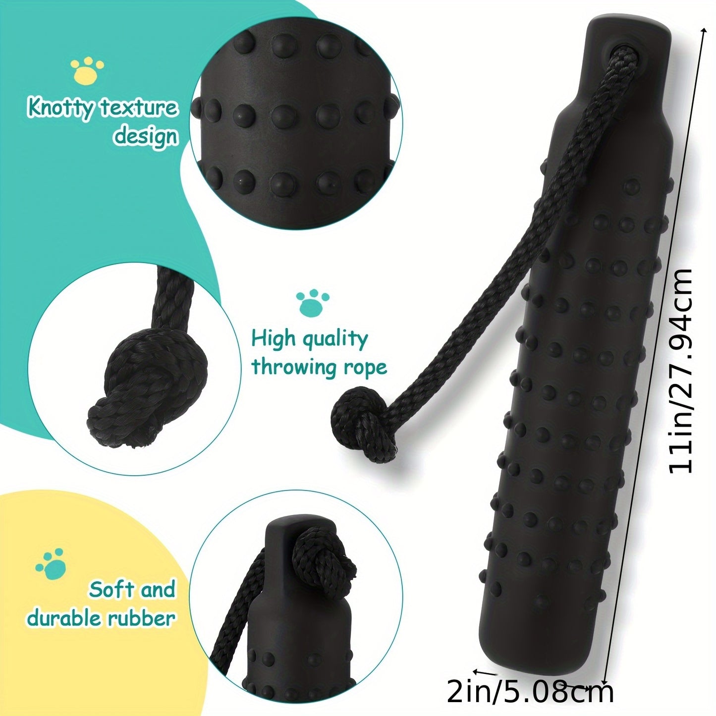 4pcs Dog Training Bumper With Throw Rope 11 X 2 Inch