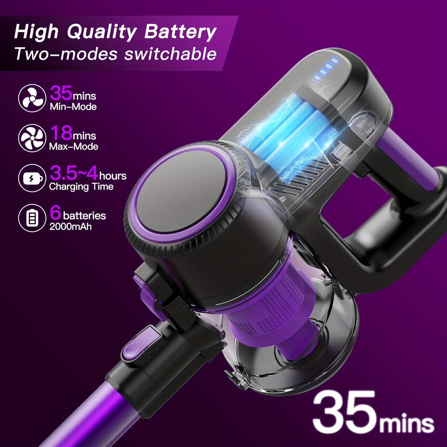 Cordless Vacuum Cleaner With LED Lights And Foldable Tube