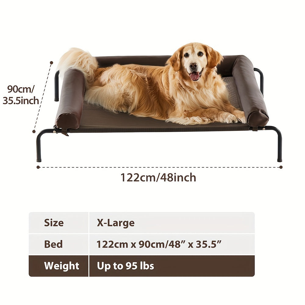 Raised Outdoor Dog Bed for Large Dogs, Waterproof Grey Bed