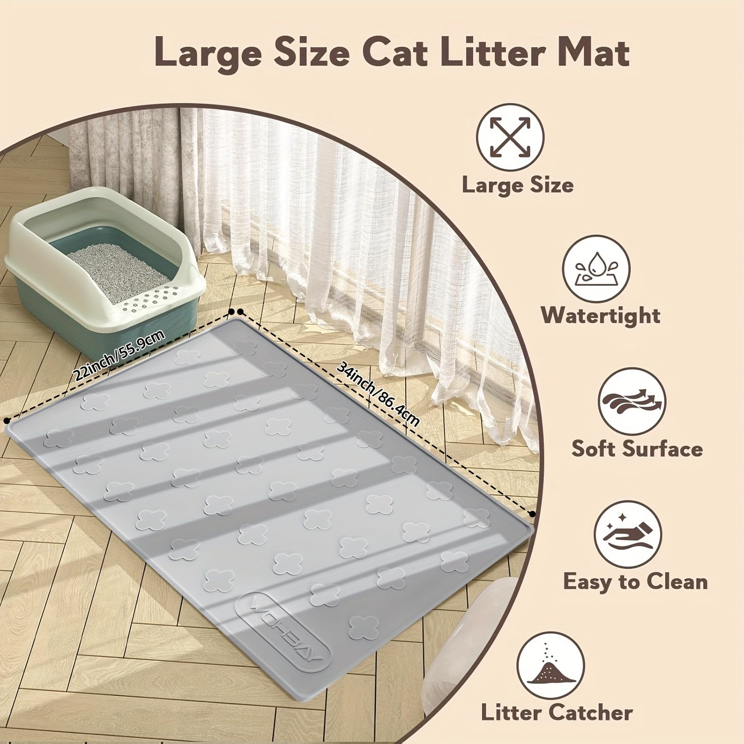 Silicone Cat Mat 3-in-1 Washable Non-Slip XXL Food Mat