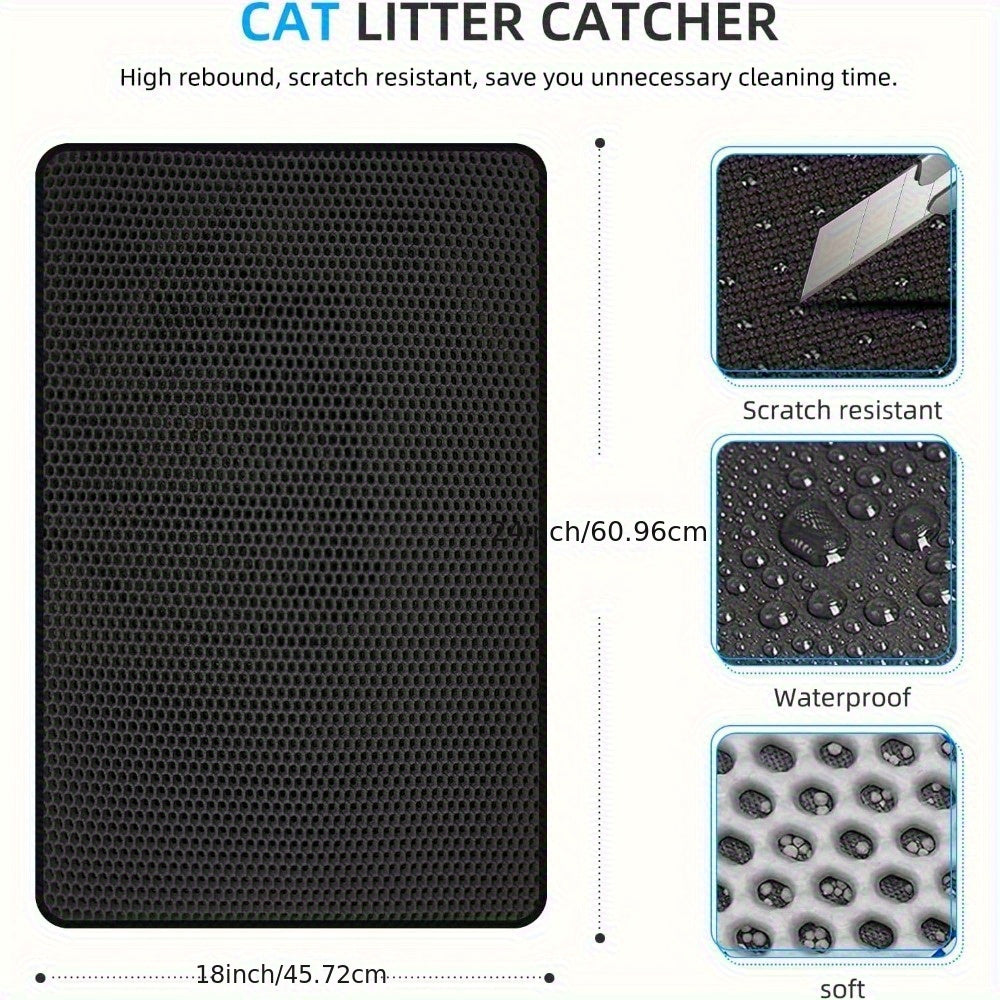 2 Pack Cat Litter Mat Litter Trapping Mat Black 25 x 18