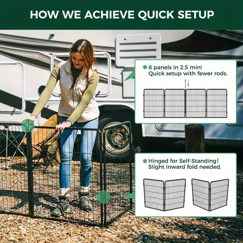 Stylish 24-Sided Dog Cage and Decorative Fence for Pets