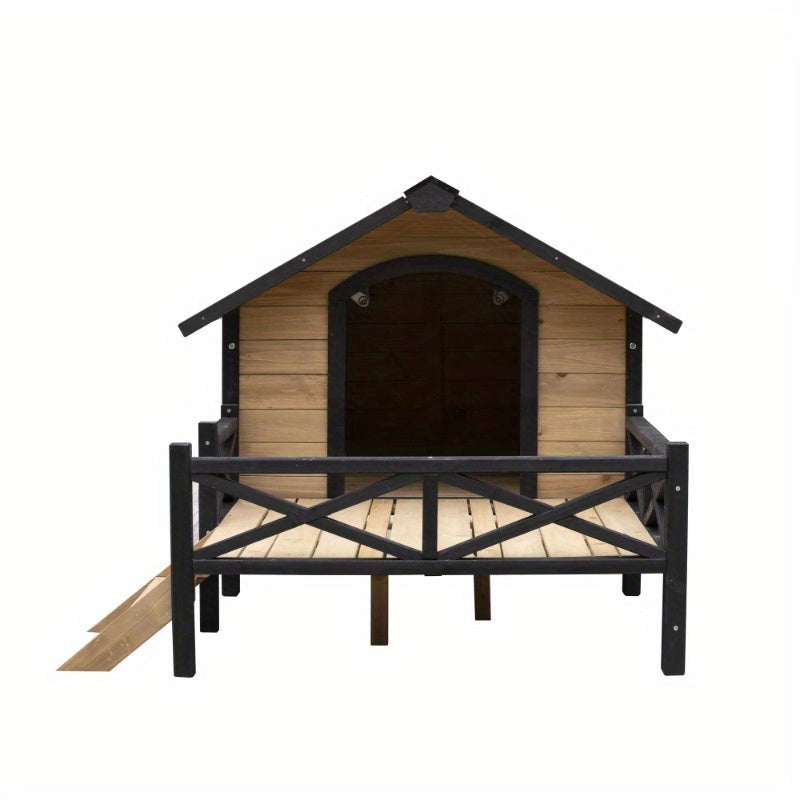 Wooden Dog Kennel with Porch for Outdoor Comfort and Style