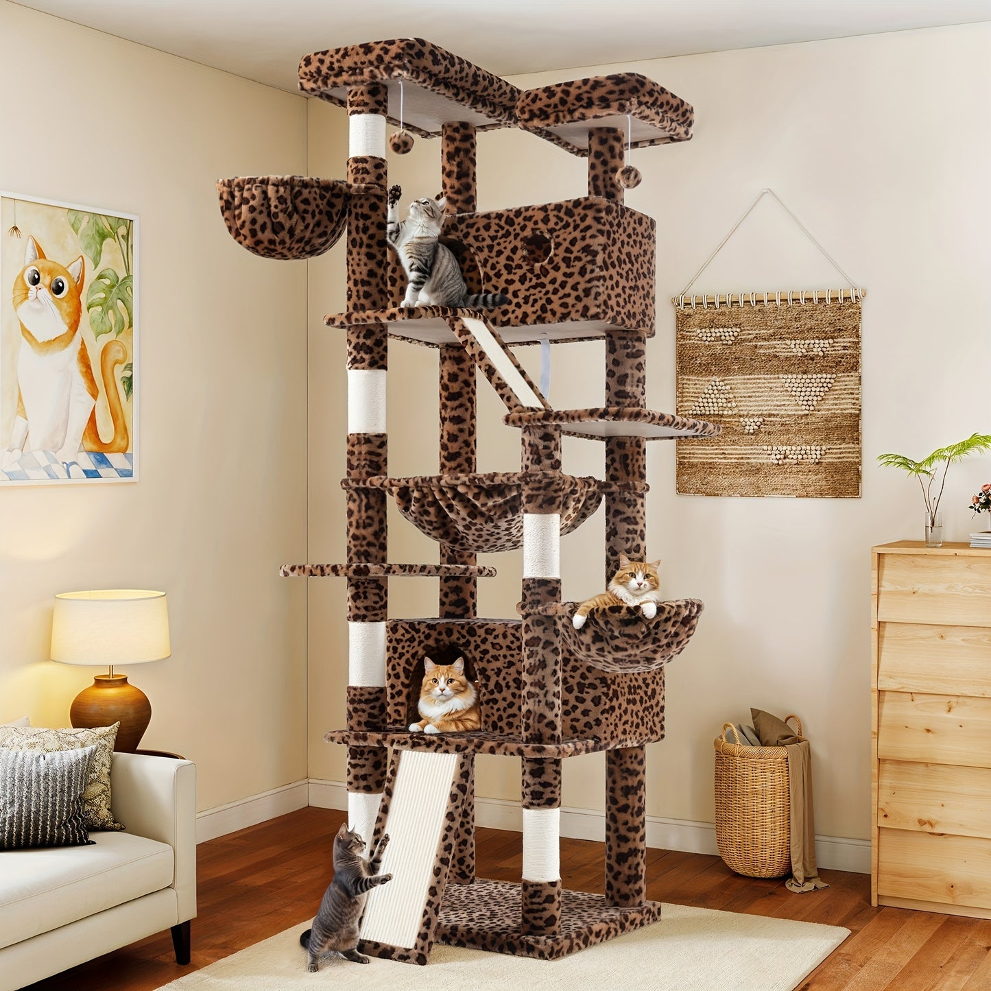 WEWAY Multi-Level Cat Tree Tower with Scratching Posts and Hammock