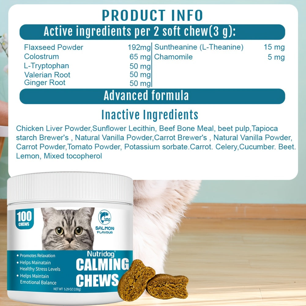 100 Soft Chews Calming Support For Cats - Relax Herbal Chews