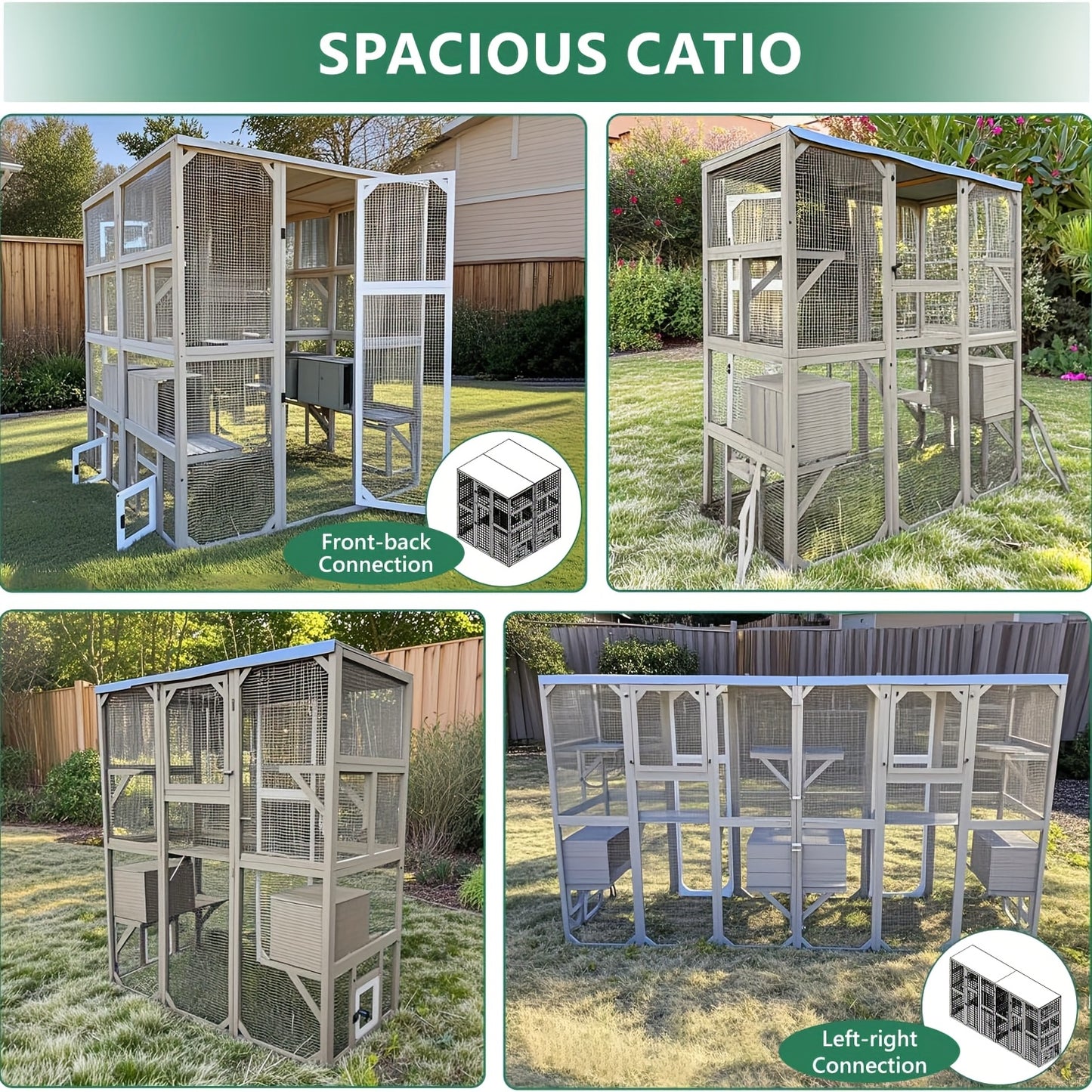 Large Outdoor Cat Catio Enclosure With Multiple Access Points