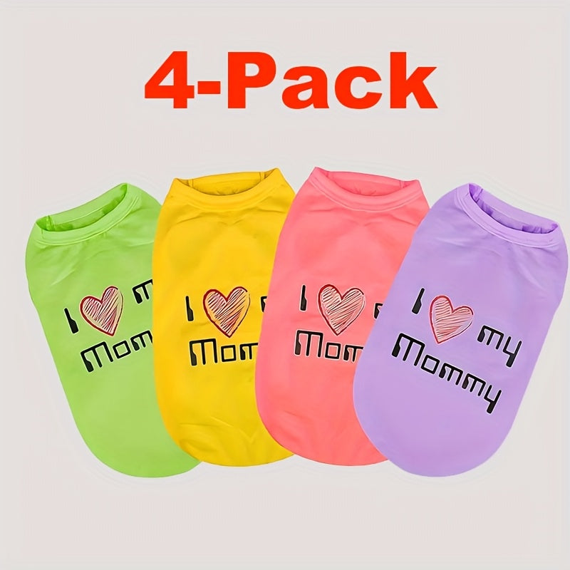 Dog T-Shirts with Embroidered I Love My Mom Design